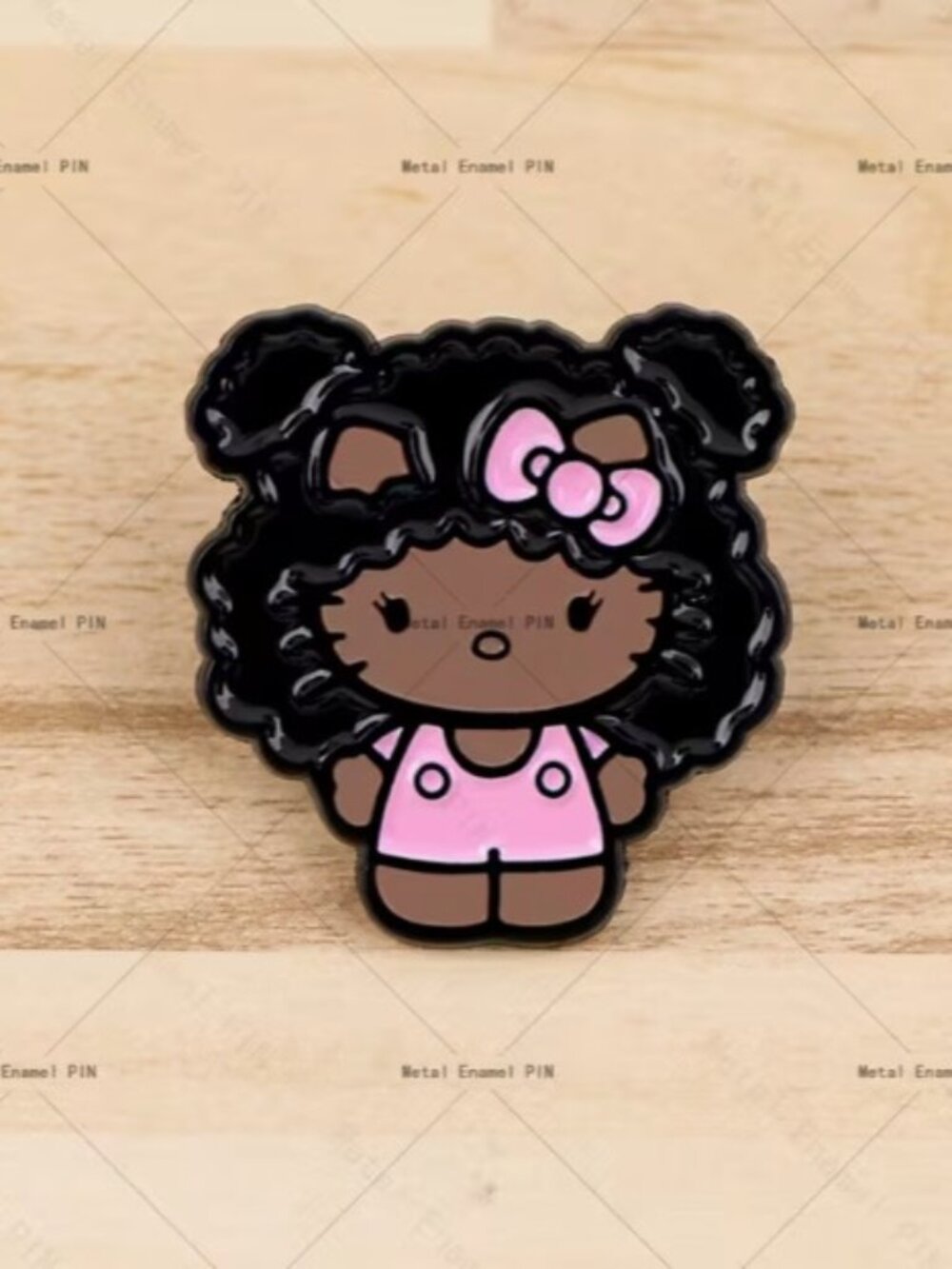 HELLO KITTY Dark Skinned & Afro Puffs Enamel Pin Brooch (NEW & SO CUTE!)